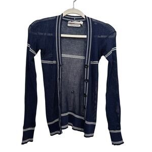 Umberto Ginocchietti Cardigan Sweater Linen Blend Long Sleeves Blue Size